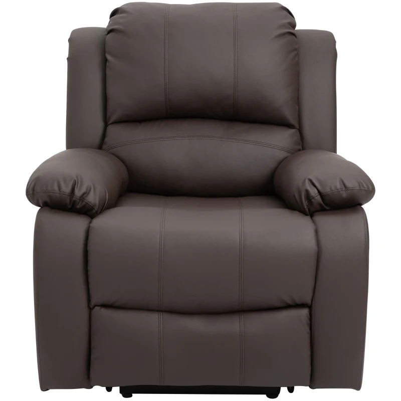 HOMCOM Massagesessel Sessel mit Aufstehhilfe, Relaxsessel, Fernsehsessel mit Massagefunktion, TV Sessel mit Aufstehhilfe, Liegefunktion, Stahl Kunstleder Schaumstoff, Braun, 92 x 92,5 x 101 cm