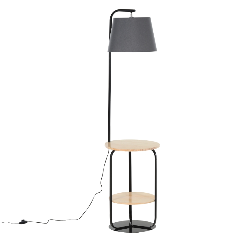 HOMCOM® Stehlampe Stehleuchte Standleuchte mit Lagerraum Kiefernholz+PVC 40x40x163cm