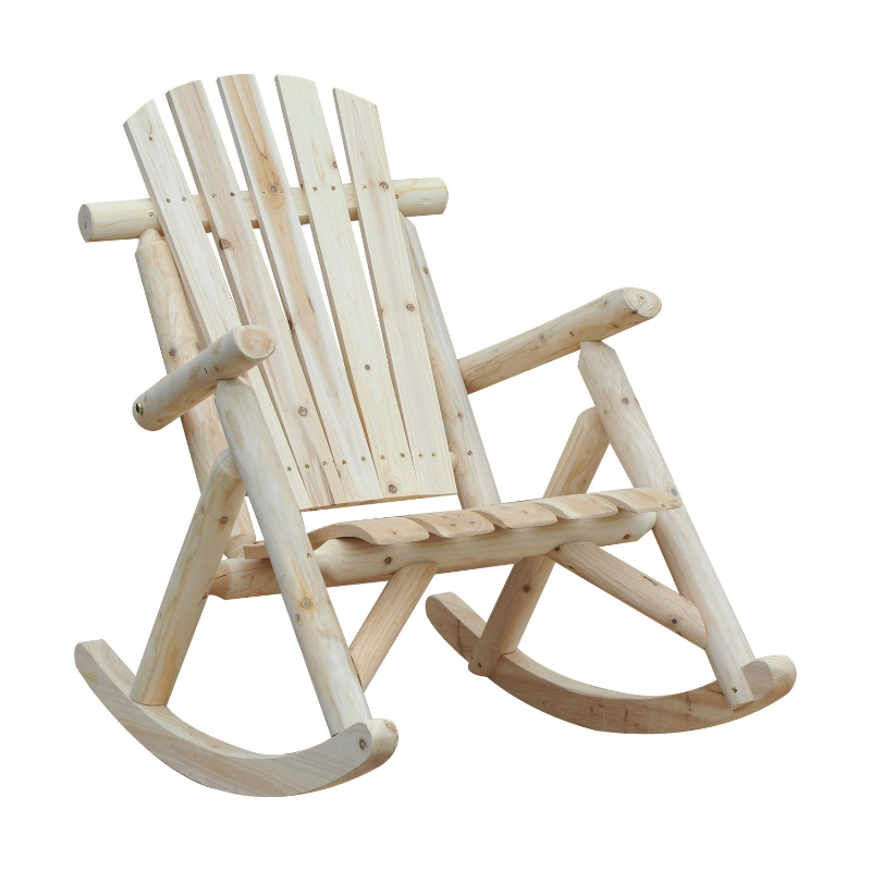 Outsunny Schaukelstuhl Schwingsessel Schaukel Gartenstuhl Relaxstuhl Tannenholz Natur