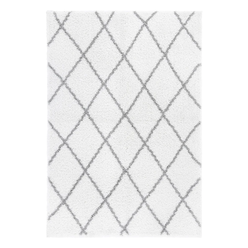 Homcom Teppich skandinavisches Muster Weiß-Silber 290 x 200 x 3,5 cm
