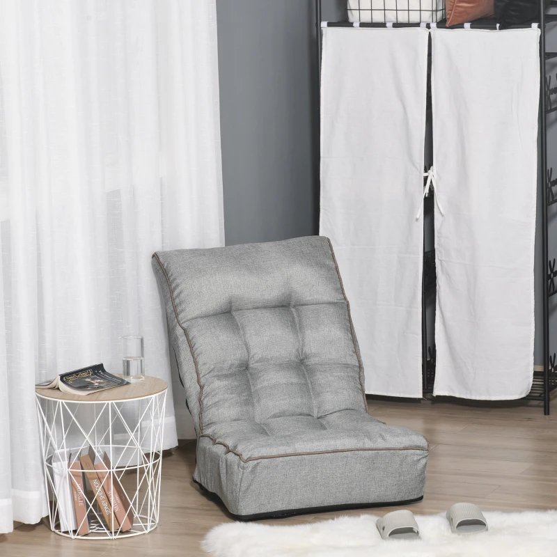 HOMCOM® Bodenstuhl Bodensessel Rückenlehne verstellbar modern für Wohnzimmer Büro Grau