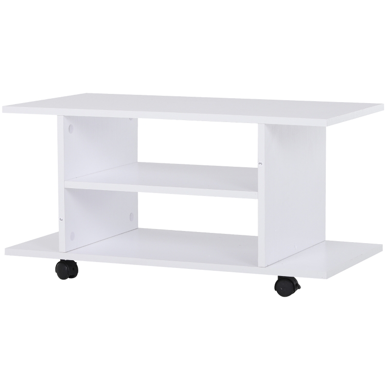 HOMCOM Fernsehtisch TV-Rack TV-Bank Lowboard rollbar vielseitig Mehrzweck Wohnzimmer Schlafzimmer Spanlatte in Weiß 80 x 40 x 40 cm
