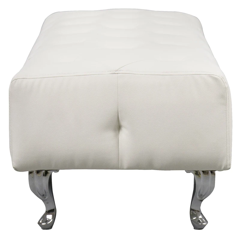 HOMCOM Polsterbank Sitzbank Truhenbank Lounge Retro, Kunstleder+Metall, Weiß, L117xB47xH40cm