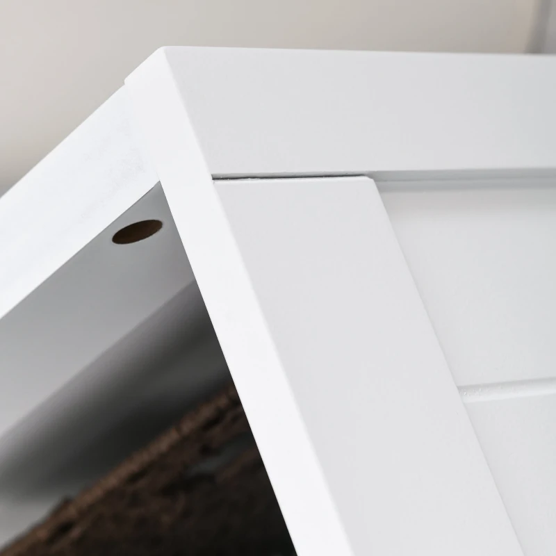 HOMCOM moderner Garderobenständer mit Bank Spiegel Kleiderbügel mit 3 Haken Aufbewahrungsschrank für Flur Schlafzimmer Wohnzimmer Weiß MDF 81 x 44,5 x 181 cm