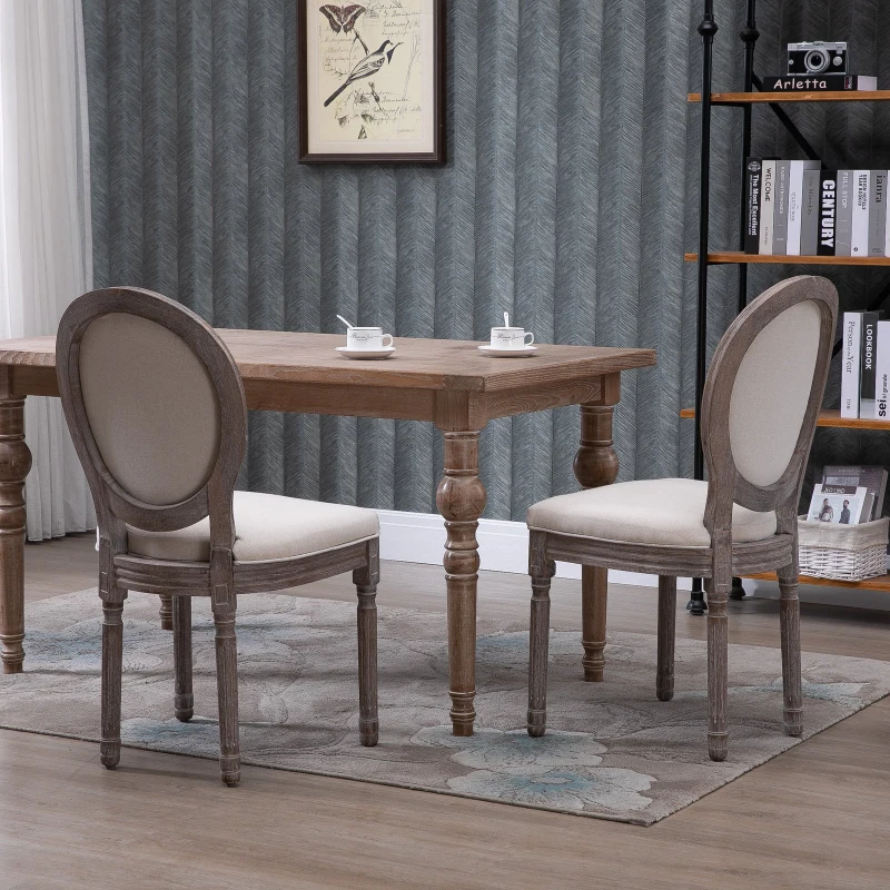 HOMCOM 2er Set Esszimmerstuhl Retro-Design Küchenstuhl Polsterstuhl mit Fußmatten 51 x 55 x 96 cm