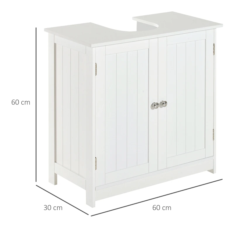 HOMCOM Under Sink Bathroom Storage Cabinet 2 Layers Vanity Unit Wooden - White