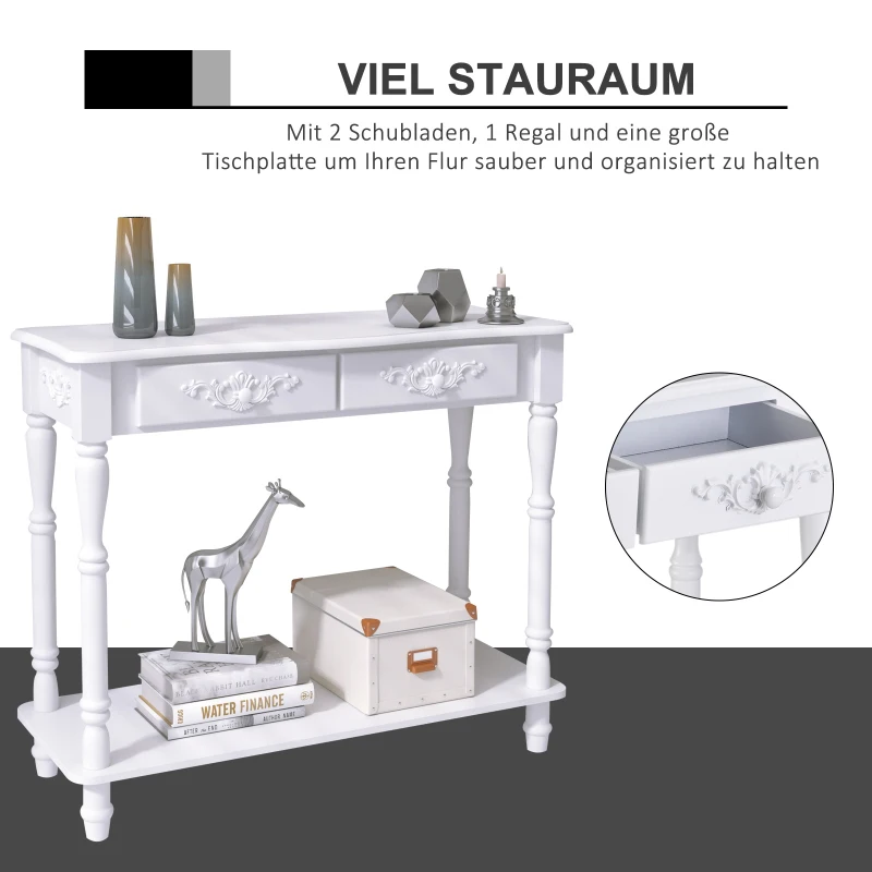 HOMCOM console consoletafel gangtafel opbergruimte bijzettafel populierenhout wit
