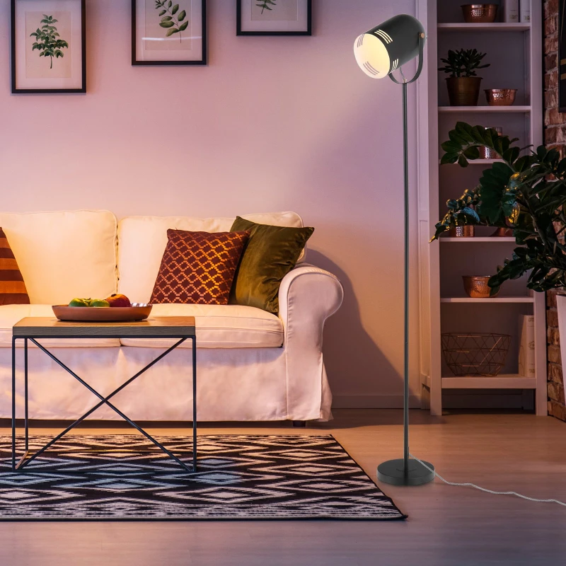 HOMCOM Stehleuchte Stehlampe E27-Fassung neben Sofa 90° verstellbar Metall Schwarz 25,5 x 20 x 155 cm