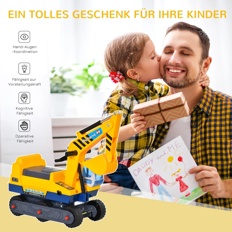 Koparka dla dzieci koparka jeździk dla małych dzieci autko z kaskiem ochronnym obrotowe