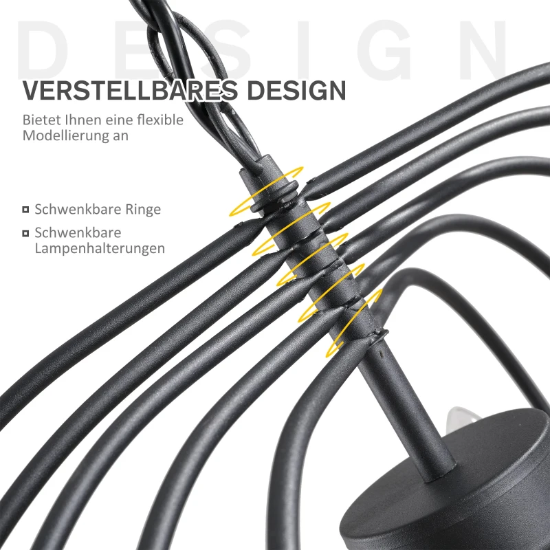 HOMCOM® Deckenlampe Pendelleuchte Hängeleuchte Deckenleuchte Industrie Vintage Schwarz