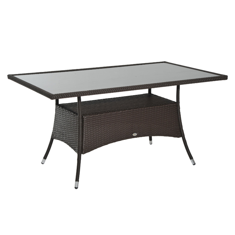 Outsunny Gartentisch Glastisch Esstisch 150cm x 85cm x 74cm