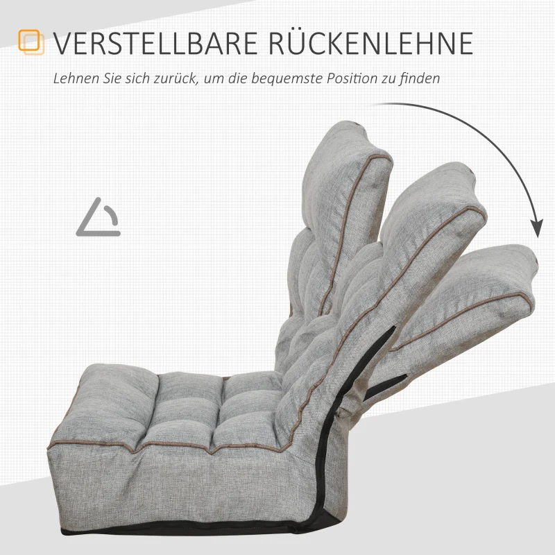HOMCOM® Bodenstuhl Bodensessel Rückenlehne verstellbar modern für Wohnzimmer Büro Grau