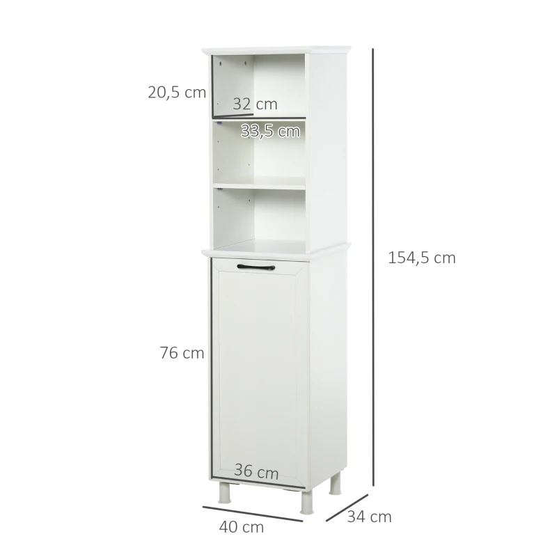 HOMCOM® Badezimmerschrank Badschrank Highboard mit Wäschekorb Regale Ungewebter Stoff