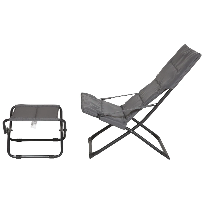 Outsunny® Sonnenliege mit Fußhocker Gartenliege Relaxliege Weiche Polsterung Polyester