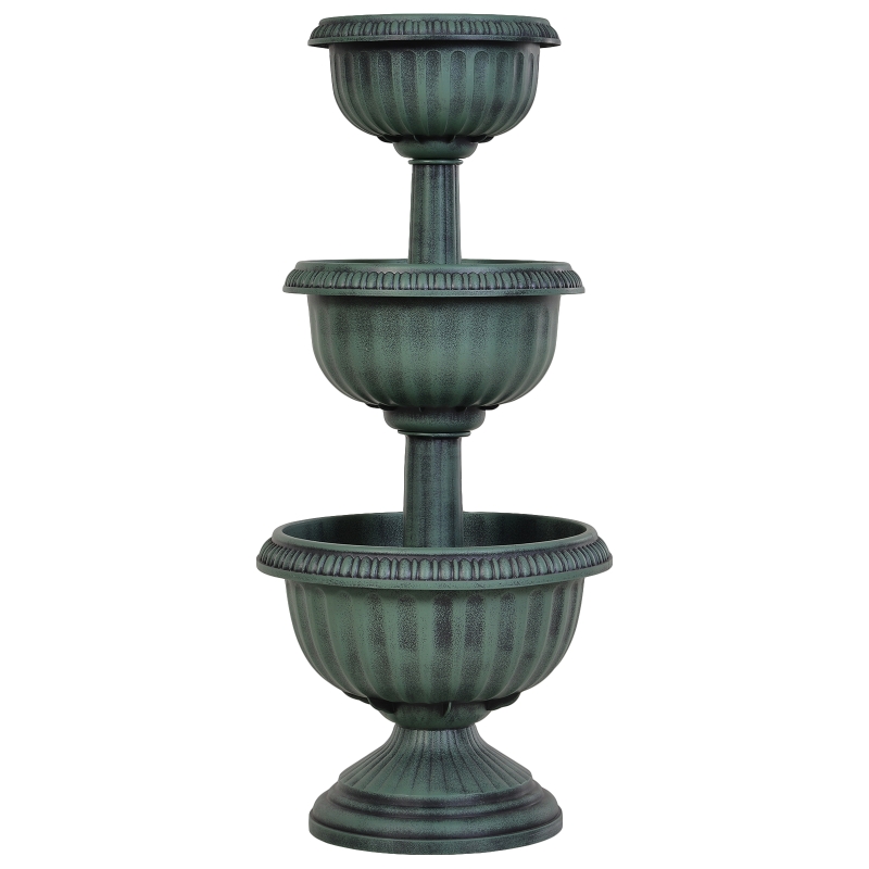 Outsunny 3-tier Chelsea Planter Flowers Display Fountain Stable Base Outdoor Garden Flower Pot Patio Balcony Indoors Green