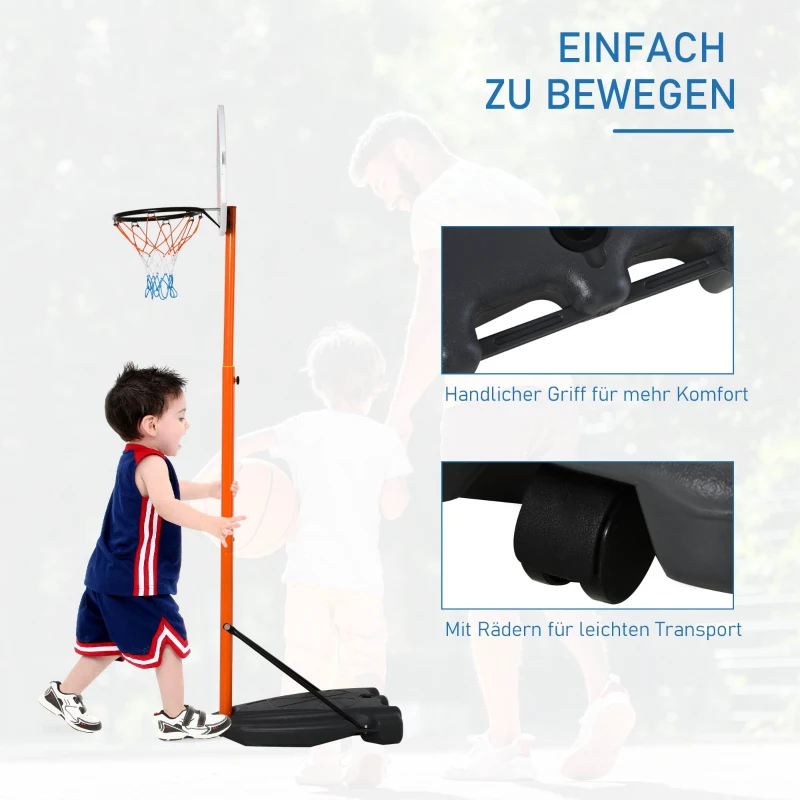 HOMCOM Kinder Basketballständer Basketballkorb Einstellbare mit Ständer Höhenverstellbar mit Ball & Pumpe Blau+Schwarz