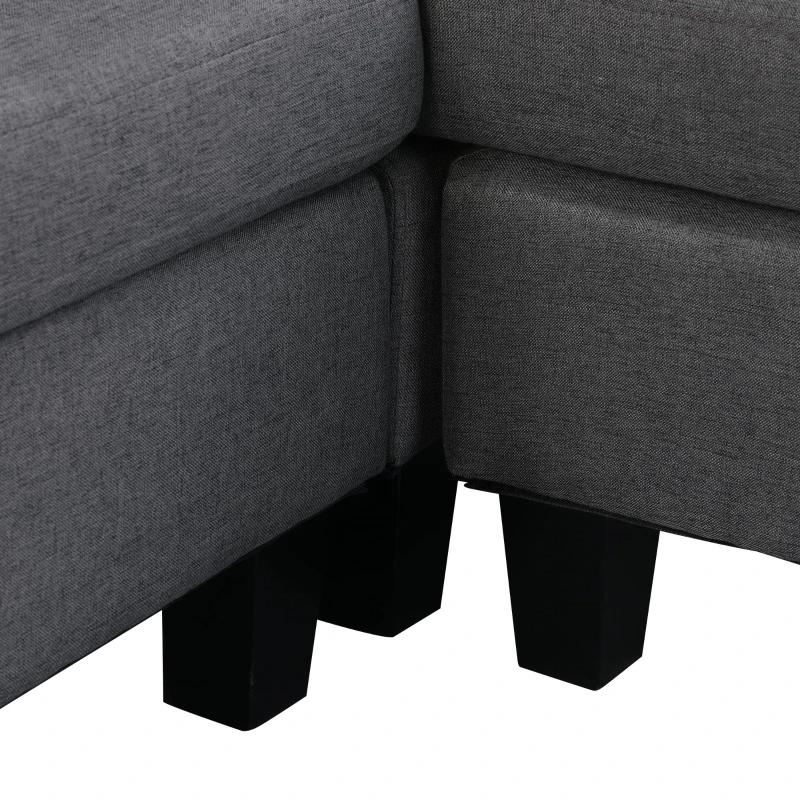 HOMCOM Ecksofa Stoffsofa Eckcouch Couchgarnitur mit Chaiselongue L-Form Leinen Grau