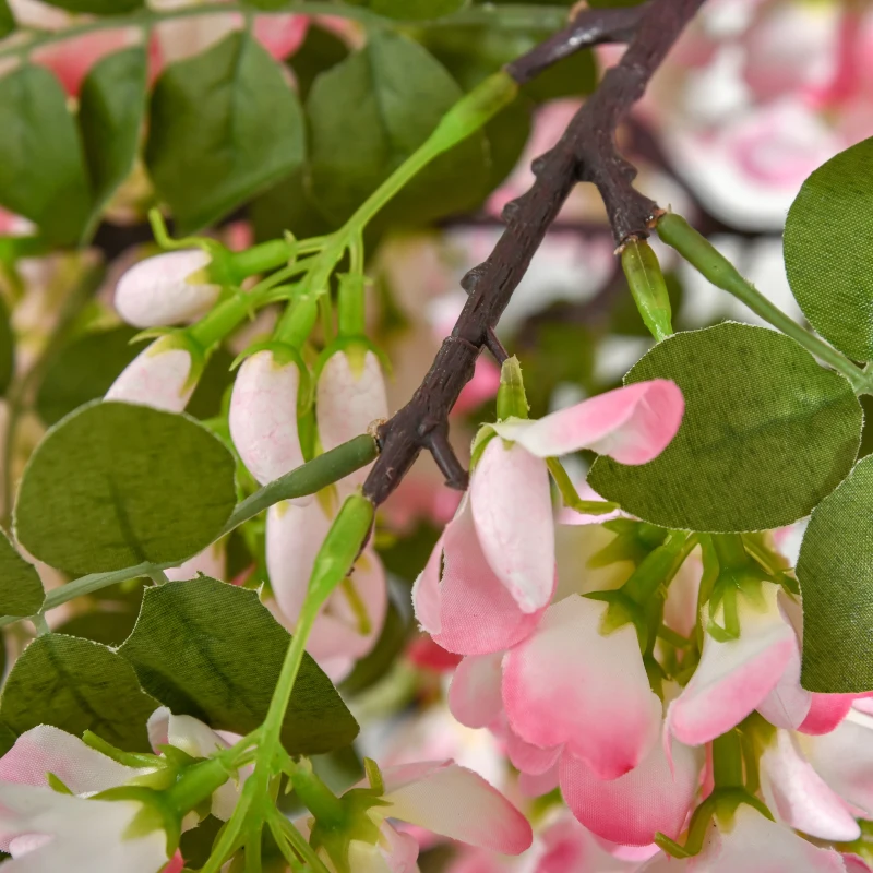 HOMCOM sztuczne rośliny w doniczce 150 cm sztuczne drzewo sznurkowe drzewo różowe kwiaty