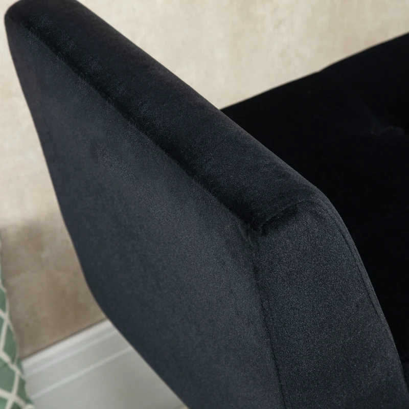 HOMCOM Luxury Ottoman Bench with Storage Armrests Trunk Bench Velvet-like Polyester Rubberwood Black 107 x 42 x 65 cm