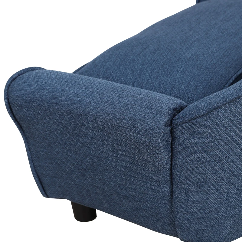 PawHut  Hundecouch Haustiersofa Hundesofa,Hundebett,Hundematte, Katzensofa, Naturholz+Leinen, Dunkelblau, 74 x 41 x 32,5 cm