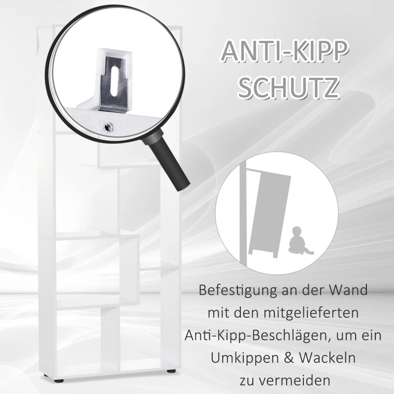 Regał z 8 przegródkami półka do przechowywania biuro gabinet płyta wiórowa biały