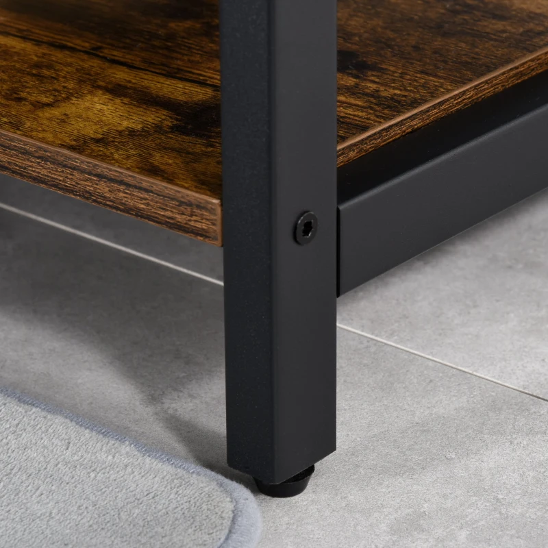 Wieszak na ubrania HOMCOM z 12 haczykami i półkami na buty wieszak ścienny stalowy brązowy+czarny 100 x 40 x 184 cm