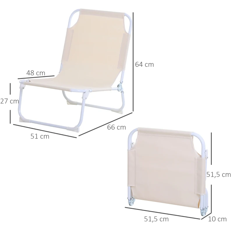 Krzesło kempingowe składane plażowe do ogrodu na balkon Oxford kremowy Outsunny