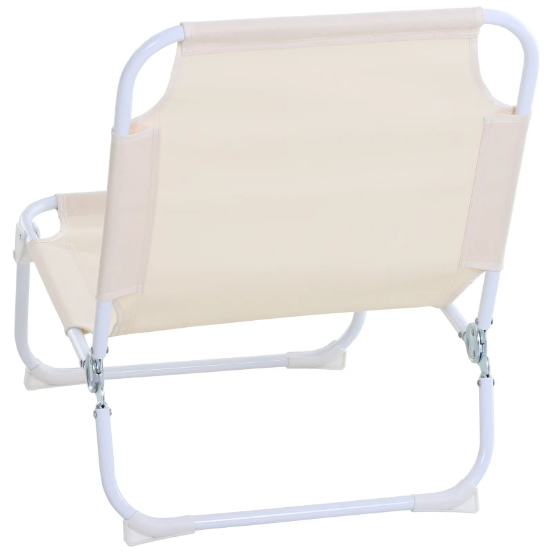Krzesło kempingowe składane plażowe do ogrodu na balkon Oxford kremowy Outsunny