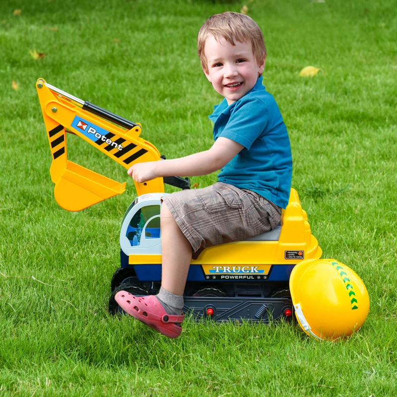 Koparka dla dzieci koparka jeździk dla małych dzieci autko z kaskiem ochronnym obrotowe