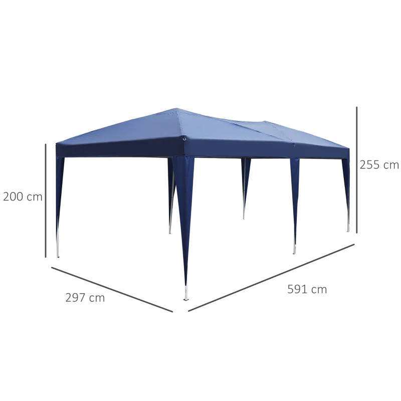 Outsunny Pop Up Gazebo 3 x 6m, Foldable Canopy Tent with Carrying Bag for Outdoor Garden Patio Party, Blue