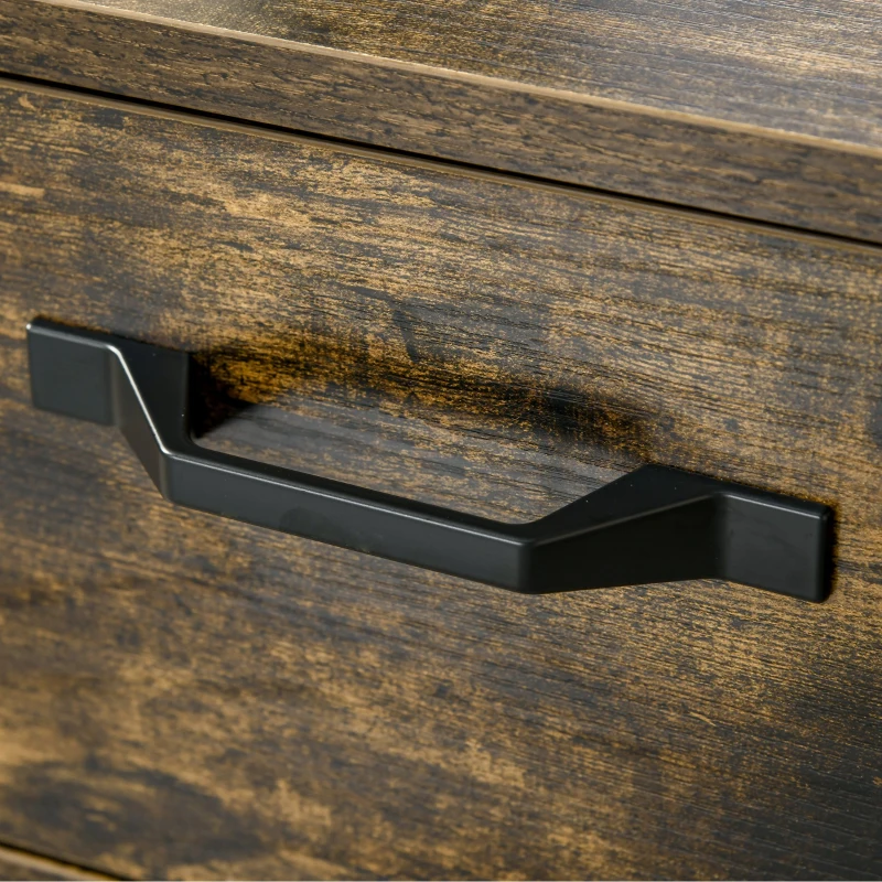 HOMCOM Konsolentisch mit 2 Schubladen Ablageboden Industriedesign Flurtisch Beistelltisch Sideboard für Wohnzimmer Flur Metall Rustikal-Braun 110 x 40 x 80 cm