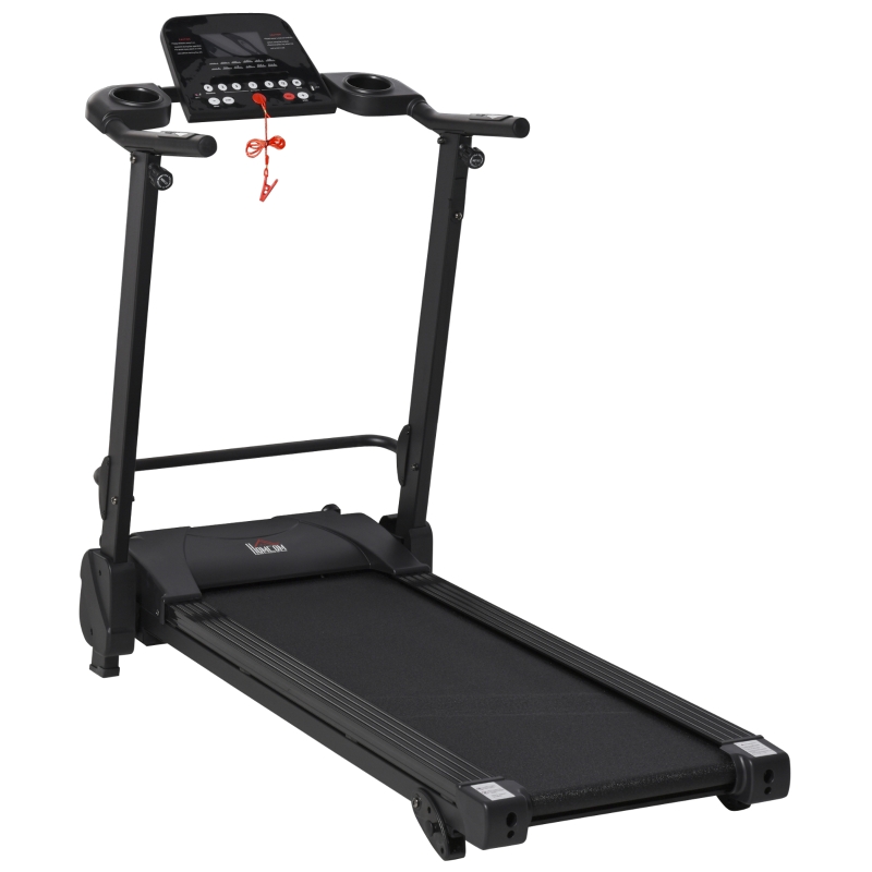 HOMCOM Elektrisches Laufband mit LCD-Display USB- und MP3-Player Faltbares Fitnessgerät 1-14 Km/h Stahl Schwarz 54 x 101 x 105 cm