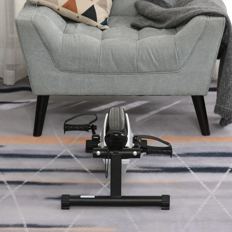 HOMCOM Magnetic Pedal Exerciser, 8-Level Adjustable Resistance Mini Exercise Bike for Arms and Legs Rehabilitation Training, Portable Trainer Fitness Equipment for Elderly People Home, Office Workout