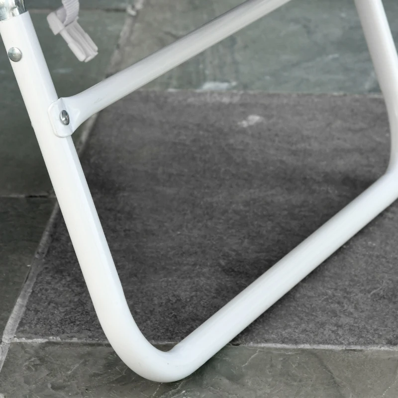 Outsunny 2er-Set Sonnenliege Gartenliege mit Leseöffnung 5-stufig einstellbar Gartenmöbel PVC-Gewebe+Metall Blau+Weiß 182 x 55 x 28 cm