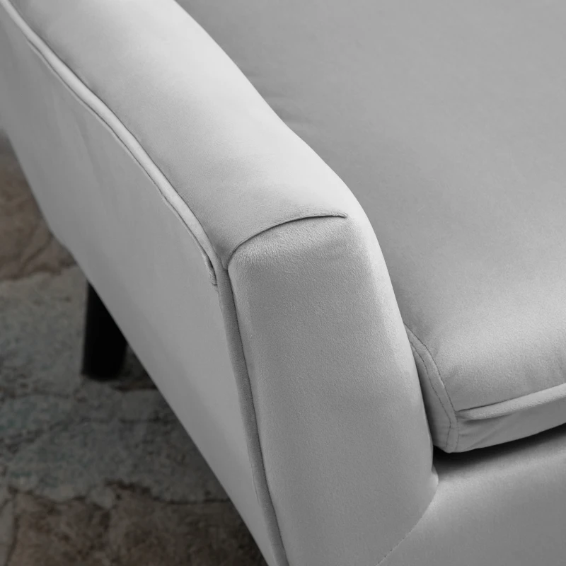 HOMCOM Gepolsterter Sessel Eleganter Retro-Stuhl für Wohnzimmer Schlafzimmer, Polyester, Schaumstoff, Kautschukholz, Grau, 72,5x78,5x91,5 cm