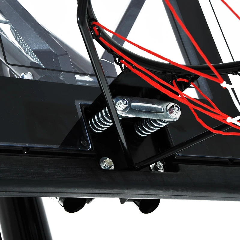 HOMCOM Mobiler Basketballständer Basketballkorb mit Ständer höhenverstellbar, Stahl+PE, Schwarz, 230x110x368cm