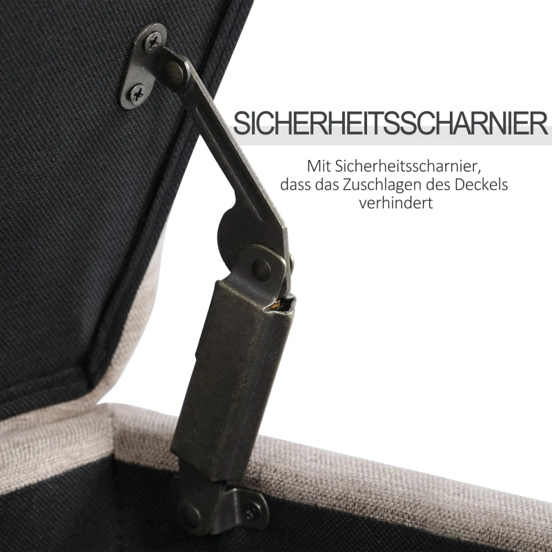 HOMCOM® Polsterbank Sitzbank mit Stauraum Truhenbank Polyester Eukalyptusholz Beige