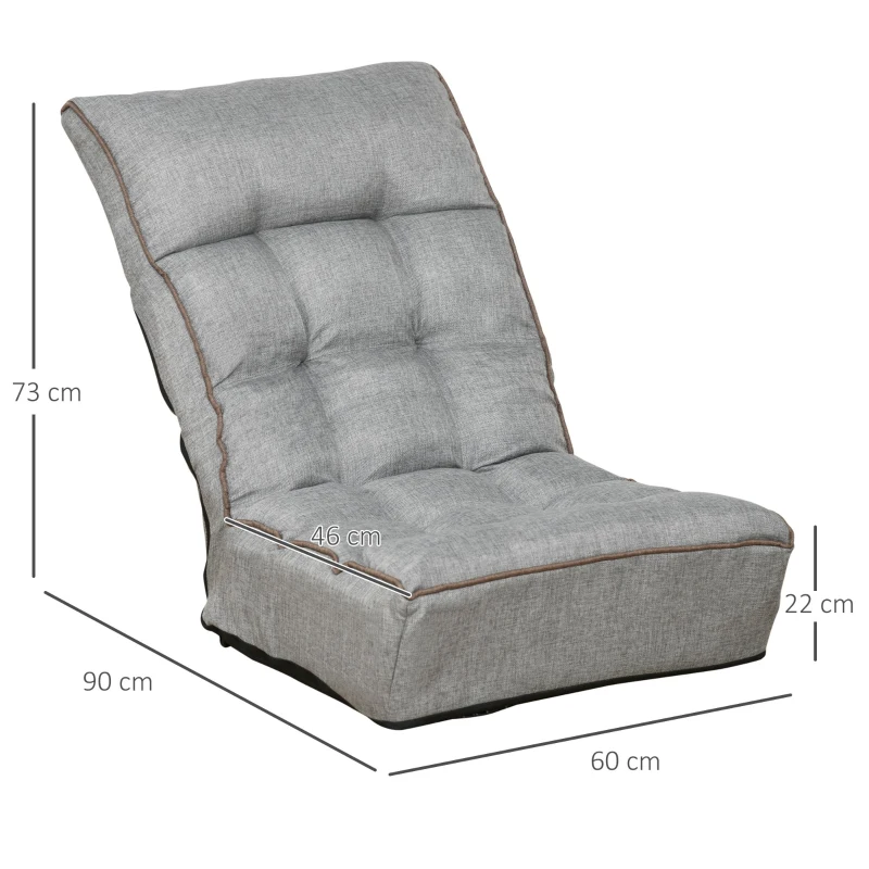 HOMCOM® Bodenstuhl Bodensessel Rückenlehne verstellbar modern für Wohnzimmer Büro Grau