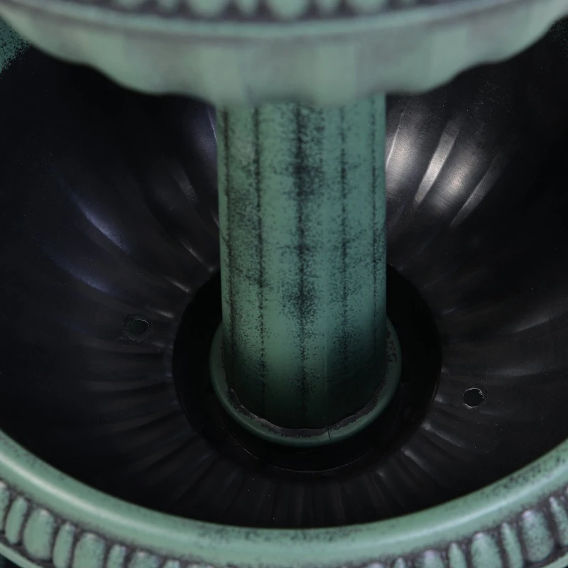 Outsunny Blumenschale, Pflanzgefäß, Blumenständer mit 3 runde Pflanzschalen,dreistufige, Blumensäule,Vintage Grün, ø43 x 98,5 cm