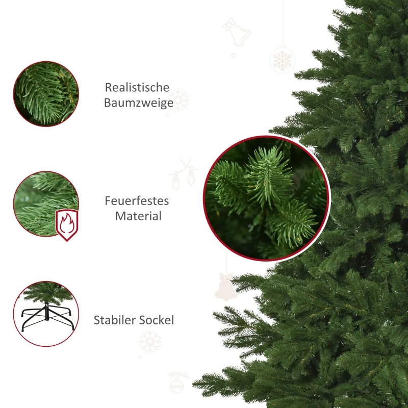 HOMCOM künstlicher Weihnachtsbaum 1,8 m Christbaum Tannenbaum PVC PE Metall Grün Ø90 x 180 cm
