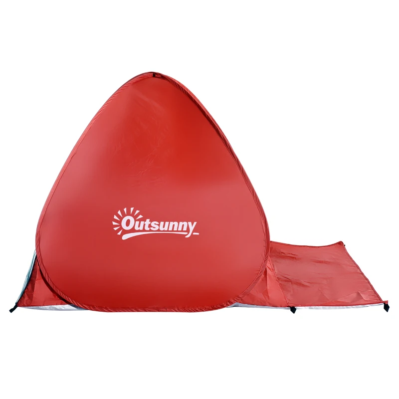 Outsunny 2-3 Person Pop up Beach Tent Hiking UV Protection Patio Sun Shade Shelter (Red)