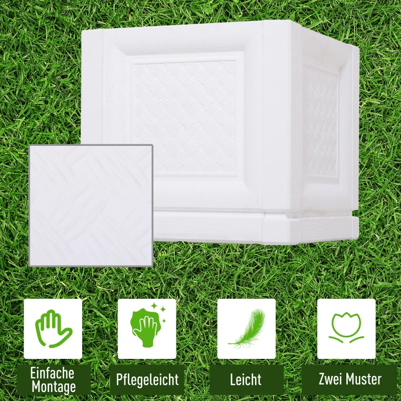 Outsunny 2tlg. Hochbeet für Balkon und Garten Pflanztopf aus PP, Weiß, 30 x 30 x 29 cm