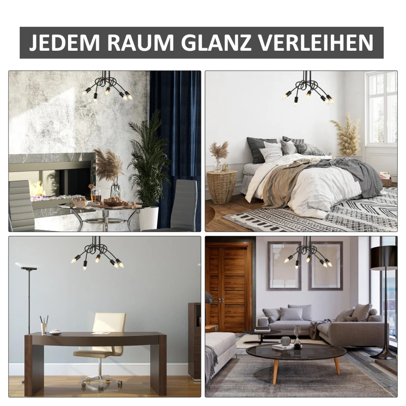 Żyrandol Lampa wisząca 5-punktowa Oprawa zwieszana gniazdo E27 industrialna metal