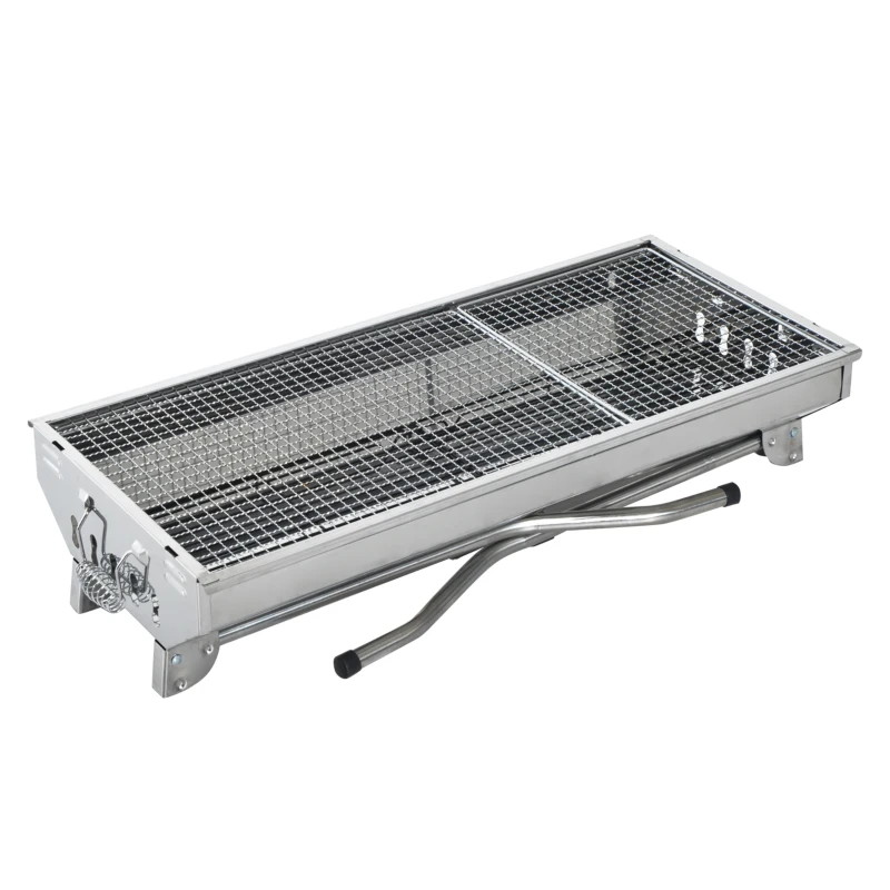 Outsunny Portable Stainless-steel Charcoal BBQ Folding Grill for Picnic Garden Camping and Outdoor Use