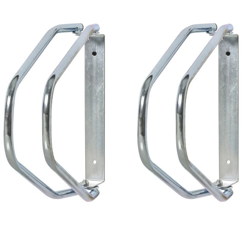 HOMCOM Fahrradparker Fahrradständer Mehrfachständer Bügelparker Boden- und Wandmontage Stahl Silber 5 Fahrräder 29 x 32,5 x 8,2 cm