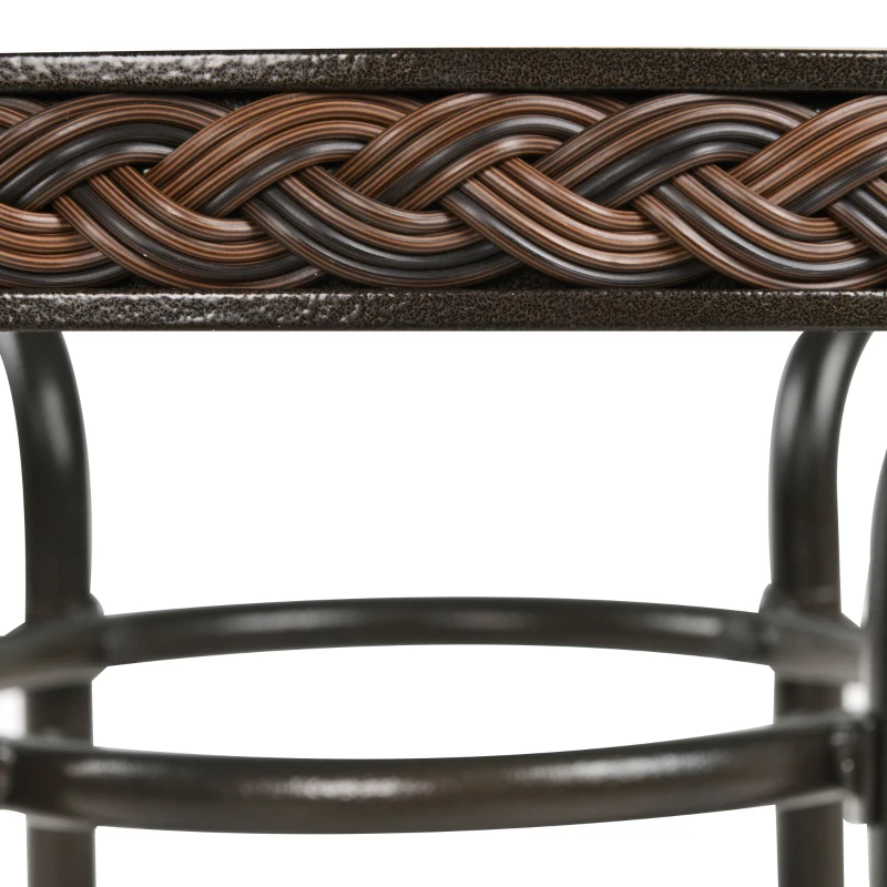 Outsunny Rattan Gartentisch runder Esstisch Glastisch Gartenmöbel Tisch Polyrattan+gehärtetes Glas Braun Ø80 x 71H cm