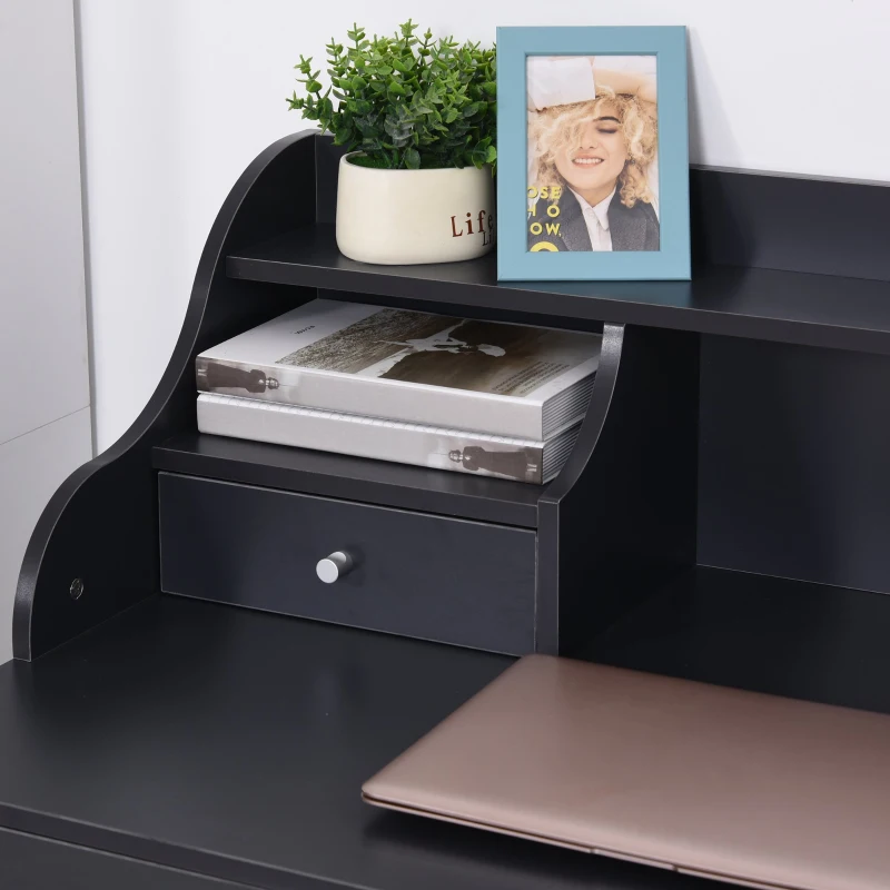 HOMCOM Schreibtisch mit Regal Schublade, Arbeitstisch, Computertisch, Bürotisch, MDF, Dunkelgrau, 100 x 60 x 105 cm