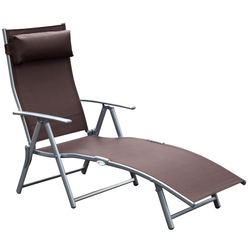 Outsunny® Gartenliege klappbar Sonnenliege Strandliege Relaxliege mit Kissen Strand Metall Braun