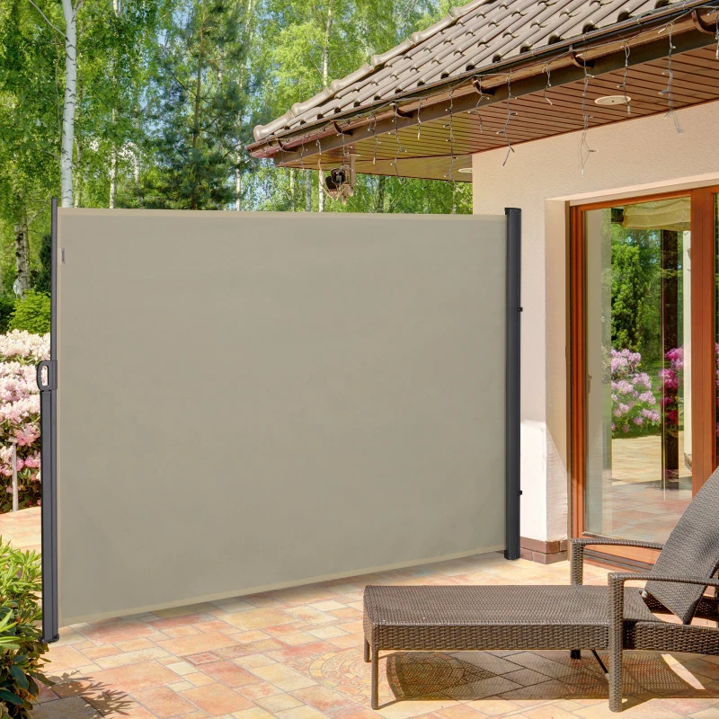Outsunny Seitenmarkise, Sicht- und Sonnenschutz, Seitenrollo, Polyester, Beige, 3 x 2 m