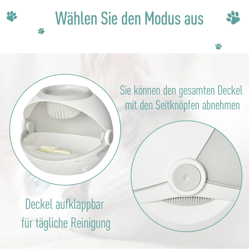 PawHut Katzentoilette mit Deckel Katzentoilette Katzenklo mit Haube Bodenschale Schaufel Flip-Top PP ABS Weiß+Grau 53,5 x 51 x 46,5 cm